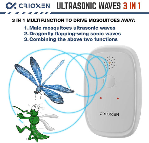 Crioxen Ultrasonic Mosquito Repellent - Odorless Non-Toxic Portable Pest Control Repeller Anti Insects, Bugs, Roaches