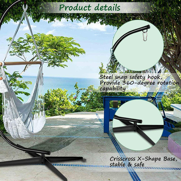 Dkeli Hammock Stand, Hanging Hammock Chair Stand C Stand Outdoor Indoor Solid Steel Heavy Duty Stand Only Construction