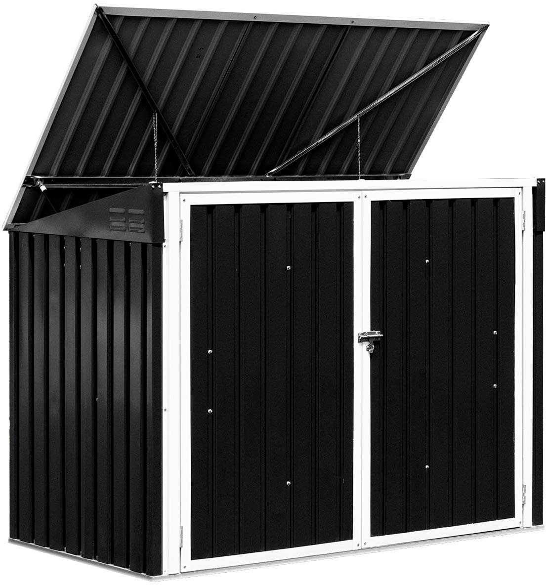 Goplus Horizontal Storage Shed Outdoor, Multi-function Storage Cabinet for Garden Yard Lawn, 6x3FT