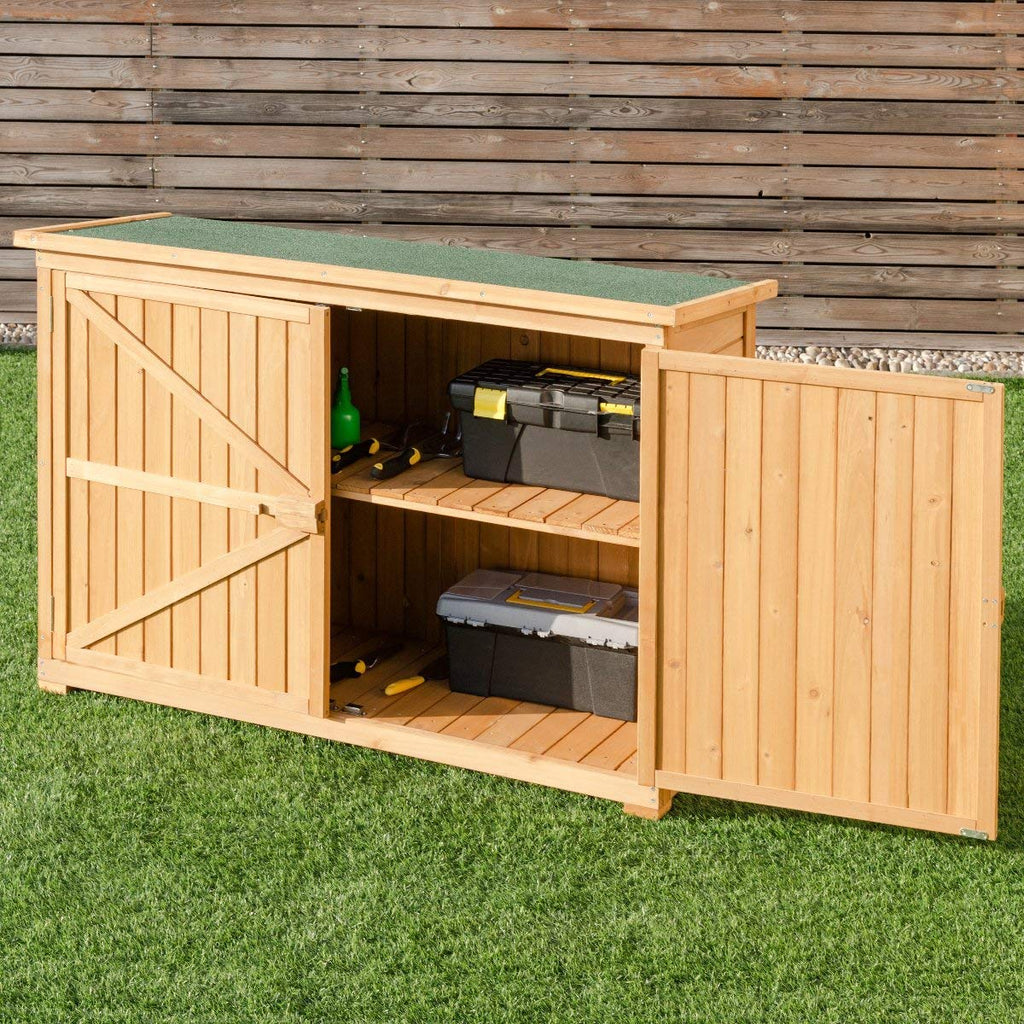 Goplus Outdoor Storage Shed, Wooden Garden Storage Cabinet - Import It All