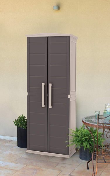 Keter Boston Resin Tall Outdoor Storage Shed Cabinet for Patio