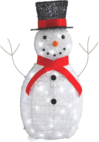 NOMA 3 Ft. Pre-Lit LED Light Up Snowman with Top Hat | Outdoor Christmas Lawn Decoration | 3 Feet