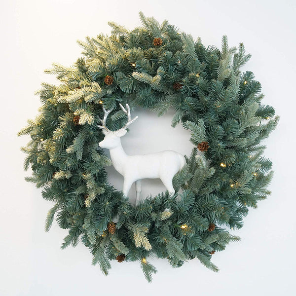 NOMA Pre-Lit Christmas Wreath for Front Door | Battery Operated Wreath with LED Lights