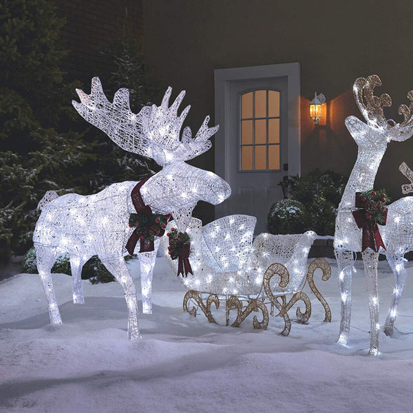 NOMA Pre-Lit LED Light Up Moose | Christmas Holiday Lawn Decoration | Indoor/Outdoor | 4’ Feet