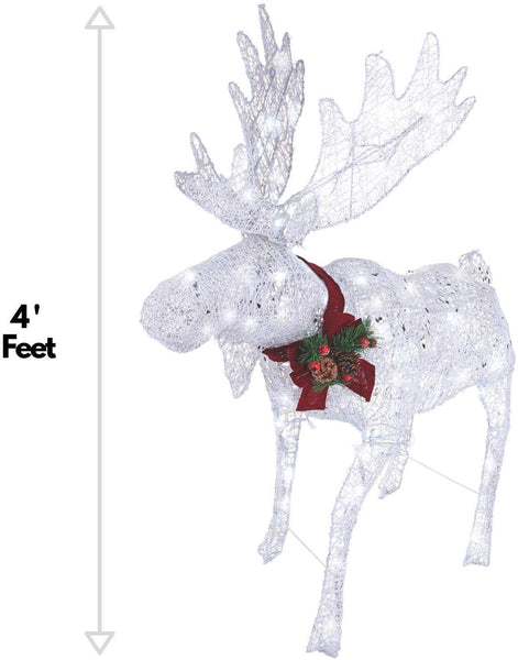 NOMA Pre-Lit LED Light Up Moose | Christmas Holiday Lawn Decoration | Indoor/Outdoor | 4’ Feet