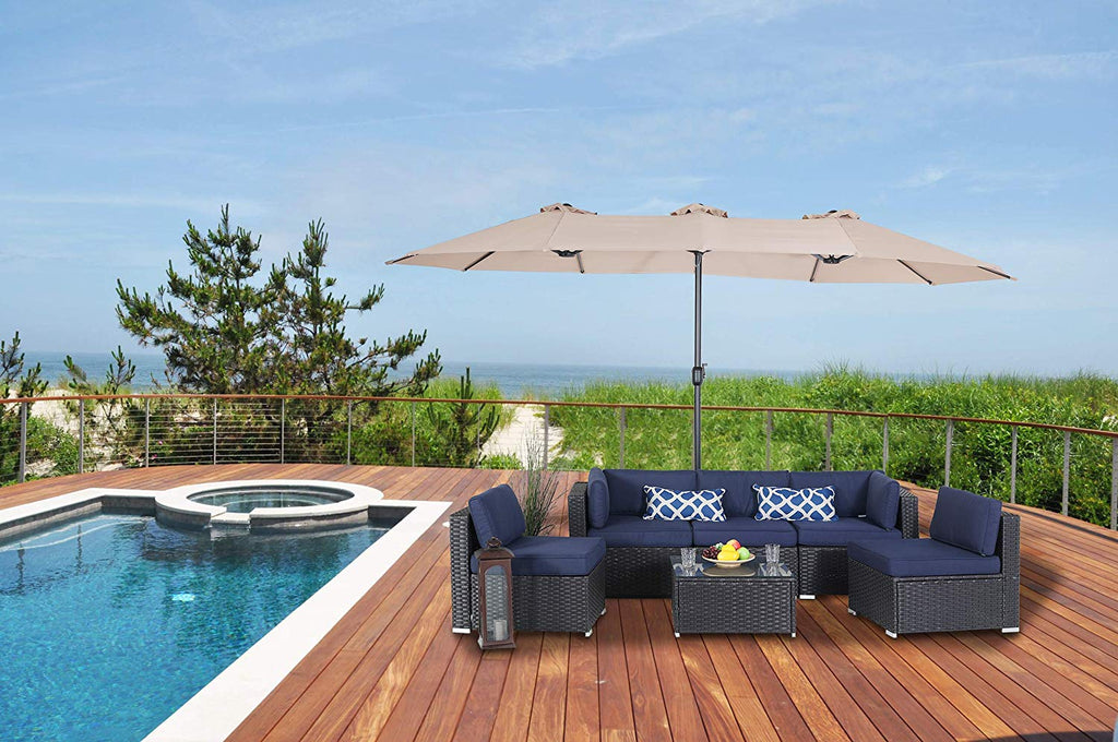 15ft patio umbrella double-sided PHI VILLA 15ft Patio Umbrella Double-Sided Outdoor Market Extra Large – Pete's Patio, Lawn & Garden