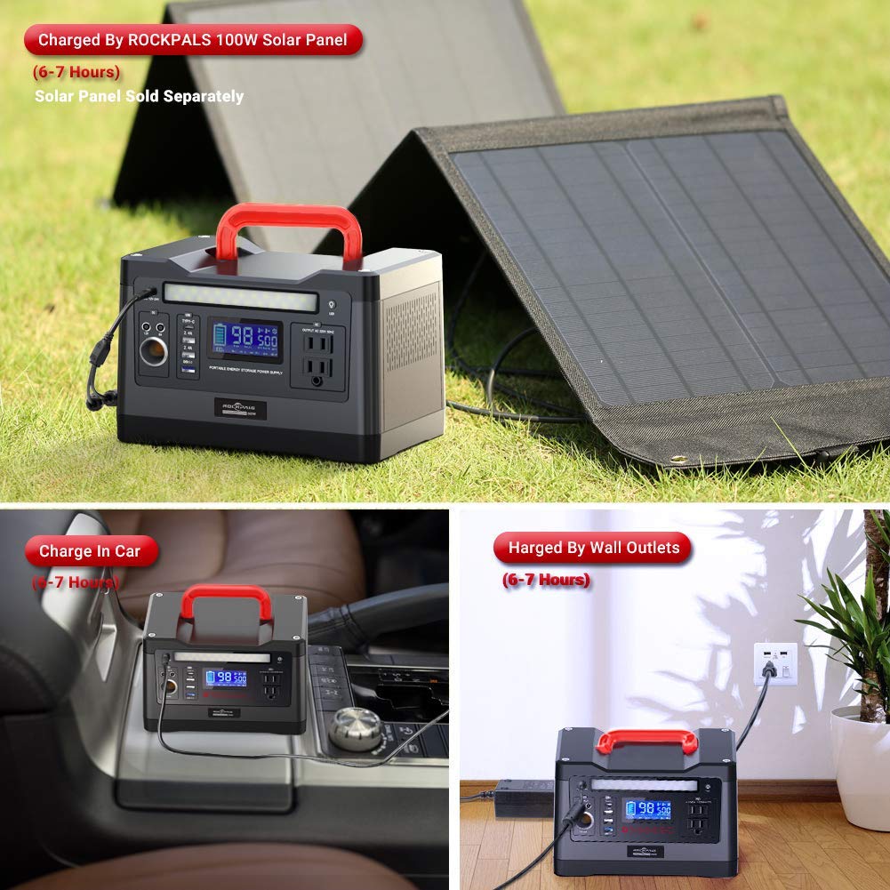 rockpals portable power station ROCKPALS 500W Portable Power Station, 540Wh Lithium Battery Solar Gene –  Pete's Patio, Lawn & Garden