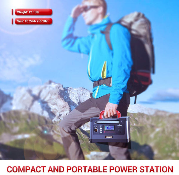 ROCKPALS 500W Portable Power Station, 540Wh Lithium Battery Solar Generator Backup Power Supply with 110V AC Outlet, 2 DC Port