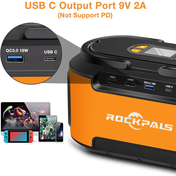 ROCKPALS Portable Power Station, 222Wh Gas Free Generator, 60000 Lithium Power Supply with 110V/200W AC Outlet, QC3.0