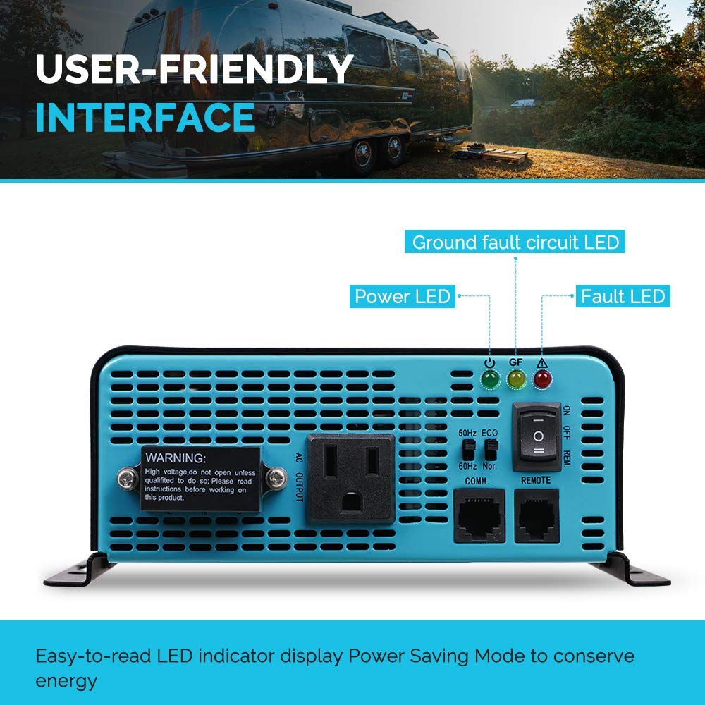 1000W 12V Pure Sine Wave Inverter with Power Saving Mode (New Edition)