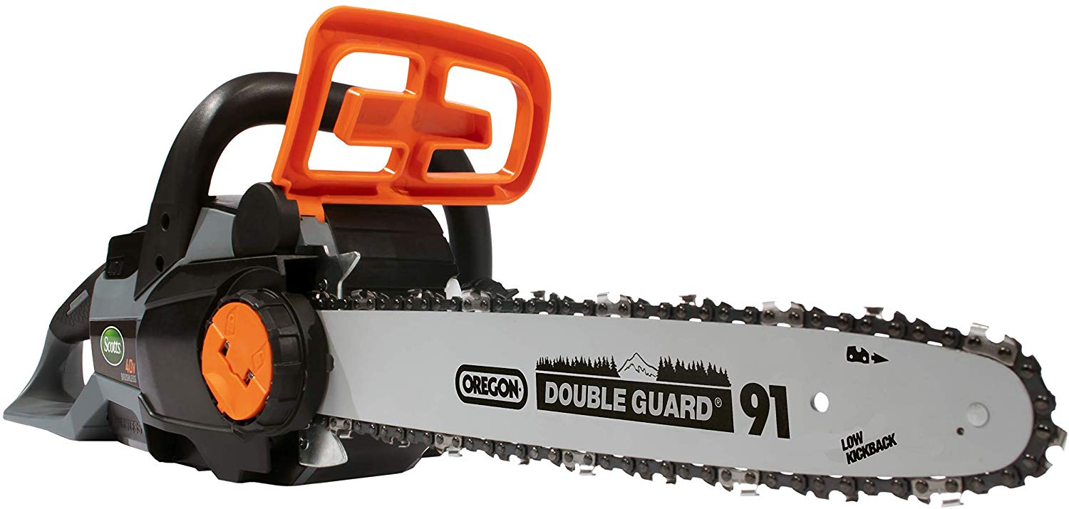 Scotts LCS31140S 14 in. 40-Volt Lithium Ion Cordless Chainsaw, 2Ah Battery and Charger Included