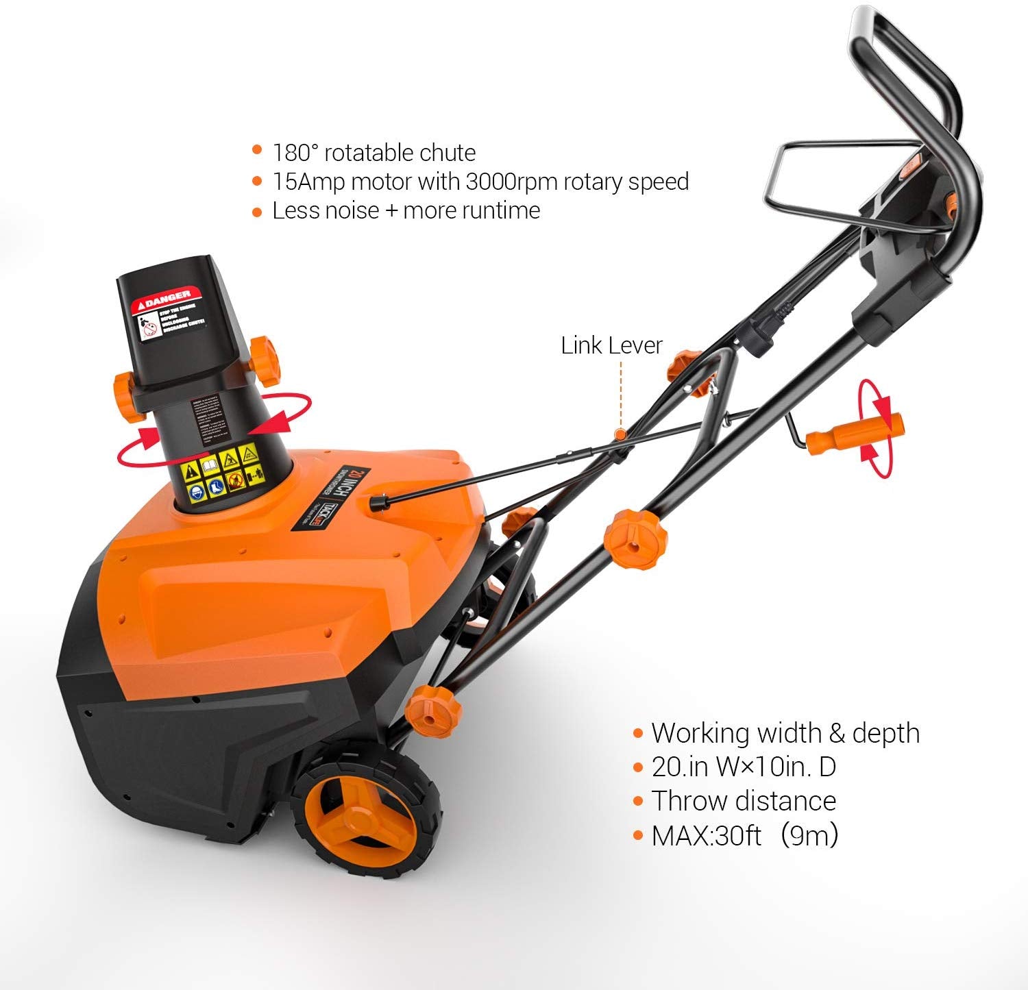 15AMP Snow Blower 20-Inch Electric Snow Blower - 15AMP Corded Snow ...