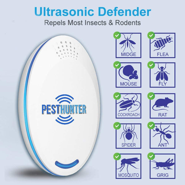 UPGRADED Ultrasonic Pest Defender – 2019 Plug in Pest Repeller (4-Pack)