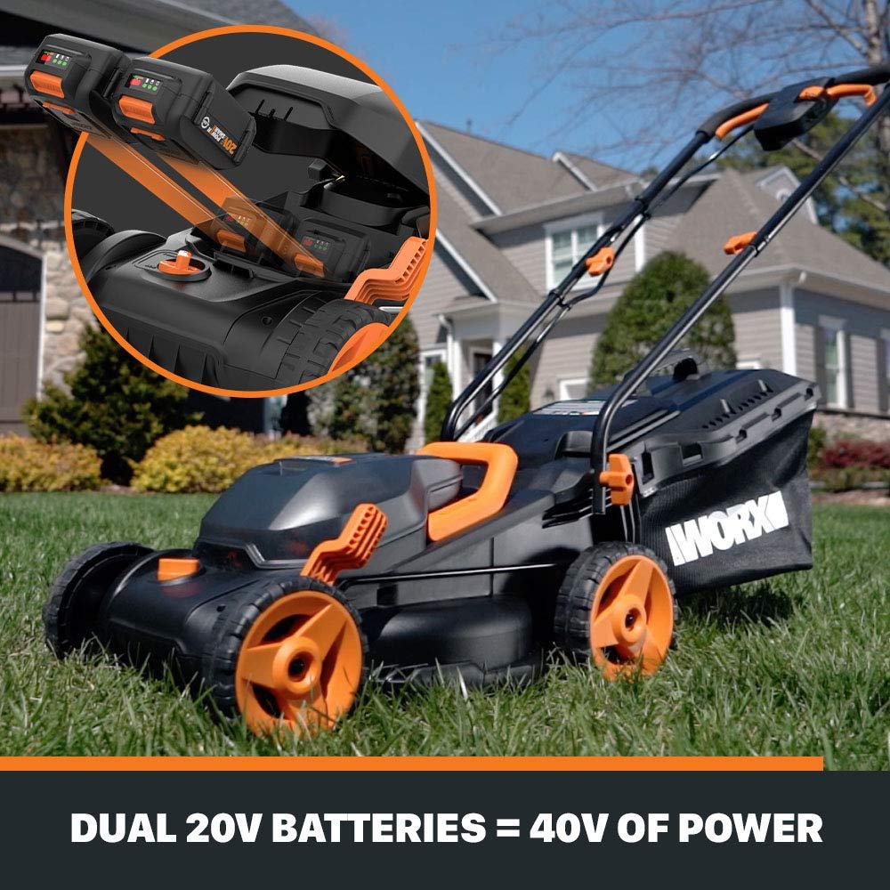 WORX WG779 40V Power Share 4.0 Ah 14 Lawn Mower w Mulching Intelli Pete s Patio Lawn Garden