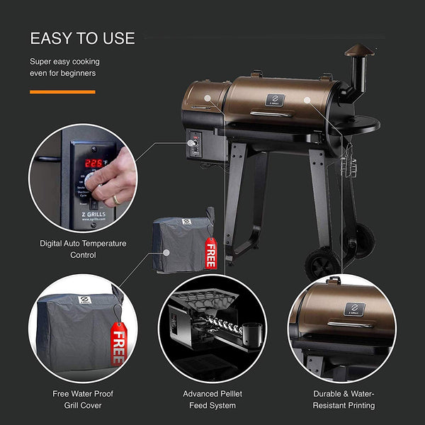 Z Grills ZPG-450A 2019 Upgrade Model Wood Pellet Grill & Smoker, 6 in 1 BBQ Grill